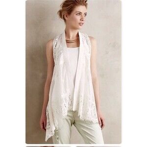 NEW XS/S Anthropologie Draped Lace Vest by Meadow Rue White Crochet